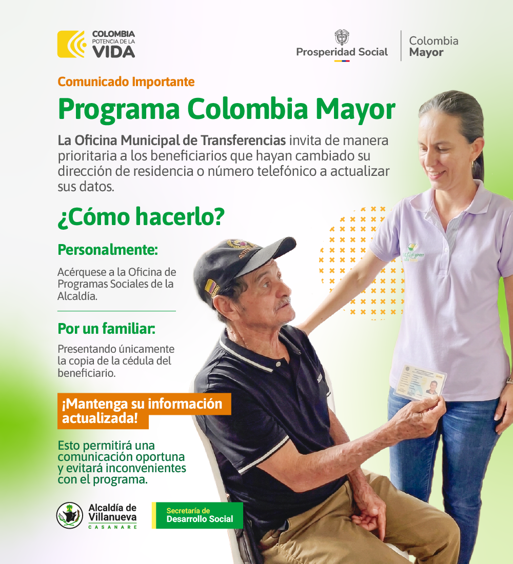 COMUNICADO IMPORTANTE PROGRAMA COLOMBIA MAYOR